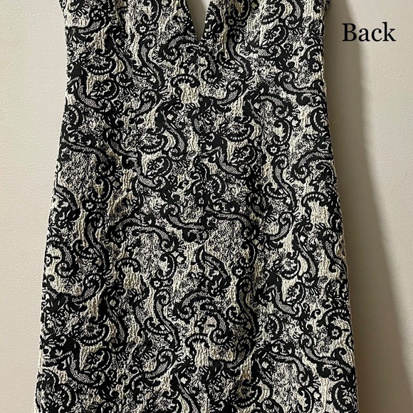Alice+Olivia Mini Printed V Neck Dress in Black /White ZipClosure at Back Size 0 - Picture 3 of 12